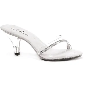 305-JESSE 3" Heel Clear Mule W/Rhinestones.