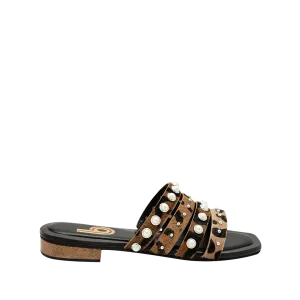 Animal print leather mule sandal