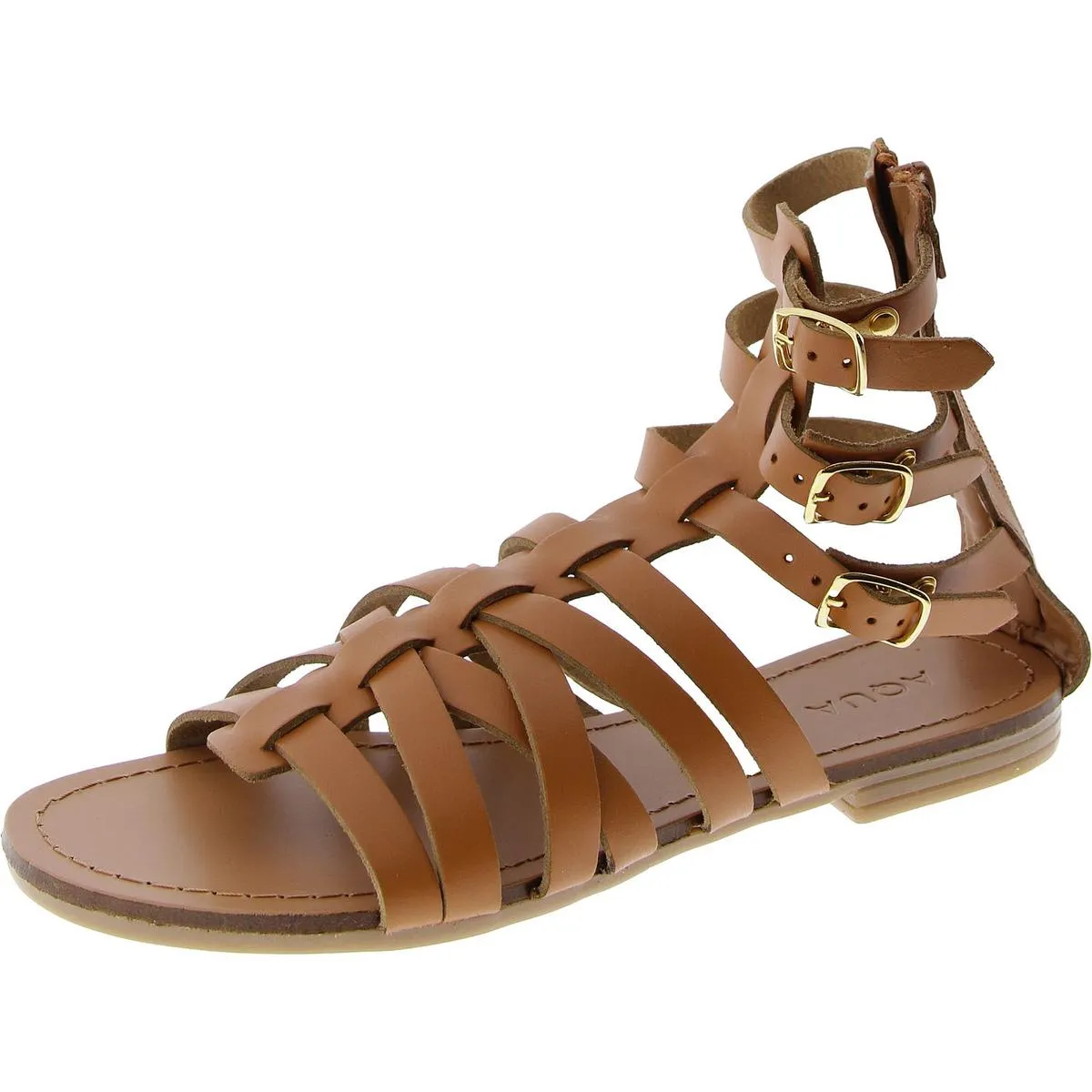Aqua Womens Emil Leather Strappy Gladiator Sandals