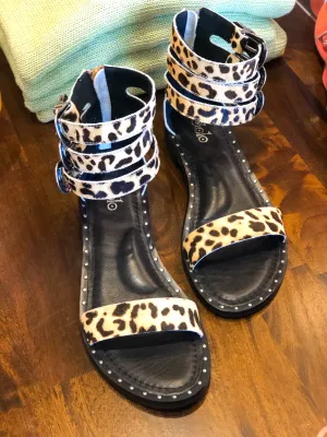 Bahah Cheetah Print Calfhair Sandal