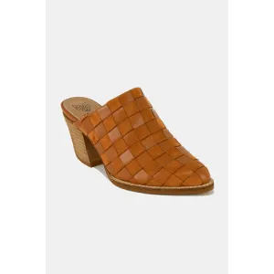 Beast Fashion Woven Checkerboard Block Heel Mule Shoes