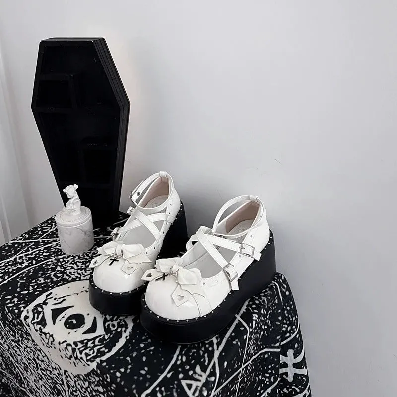 (BFM)Bondora~Devil Cross~Punk Lolita Shoes Cross High Platforms Shoes