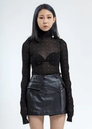 Black Sheer Turtleneck Bodysuit