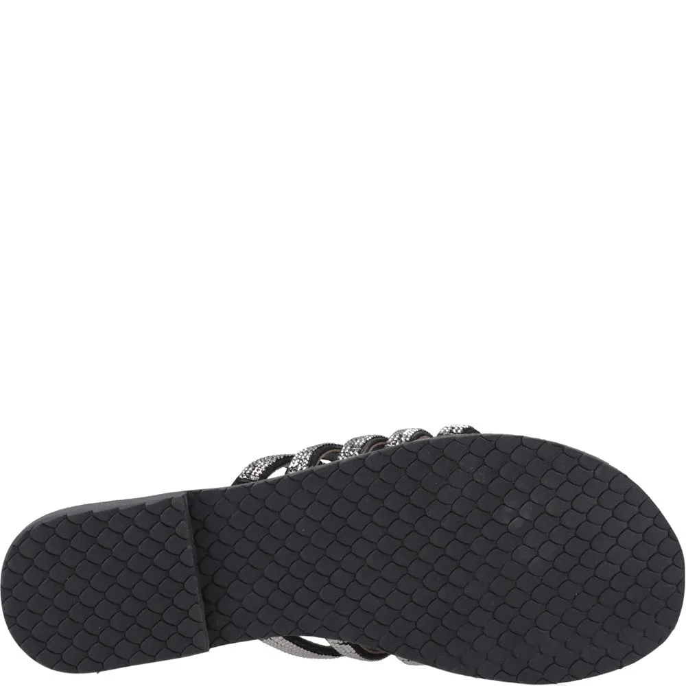 Black/Silver Paris Slide Sandals