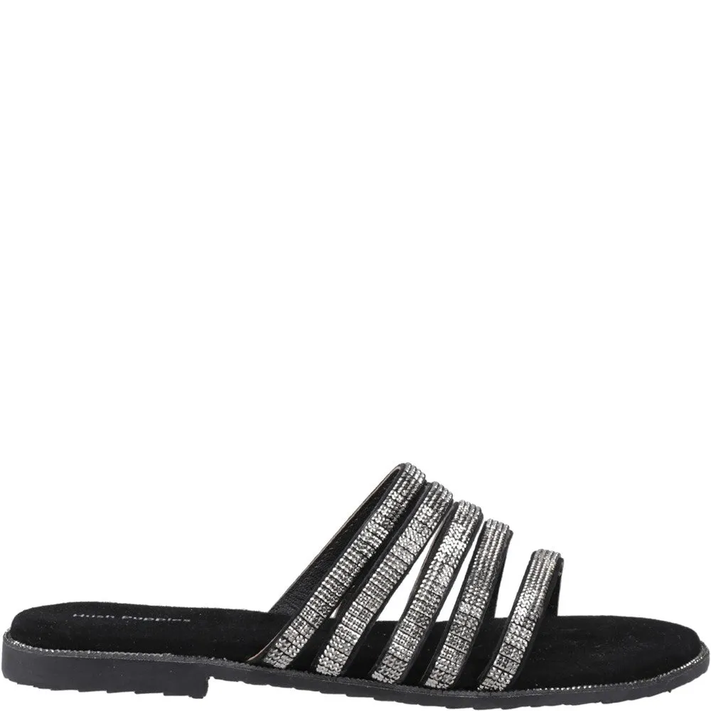 Black/Silver Paris Slide Sandals