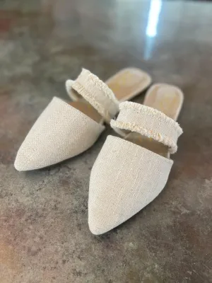 Chic Denim Fray Pointed Mule Shoes