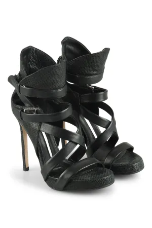 Collar Cross sandals in black