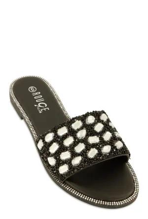 Gemstone Studded Slide Sandals