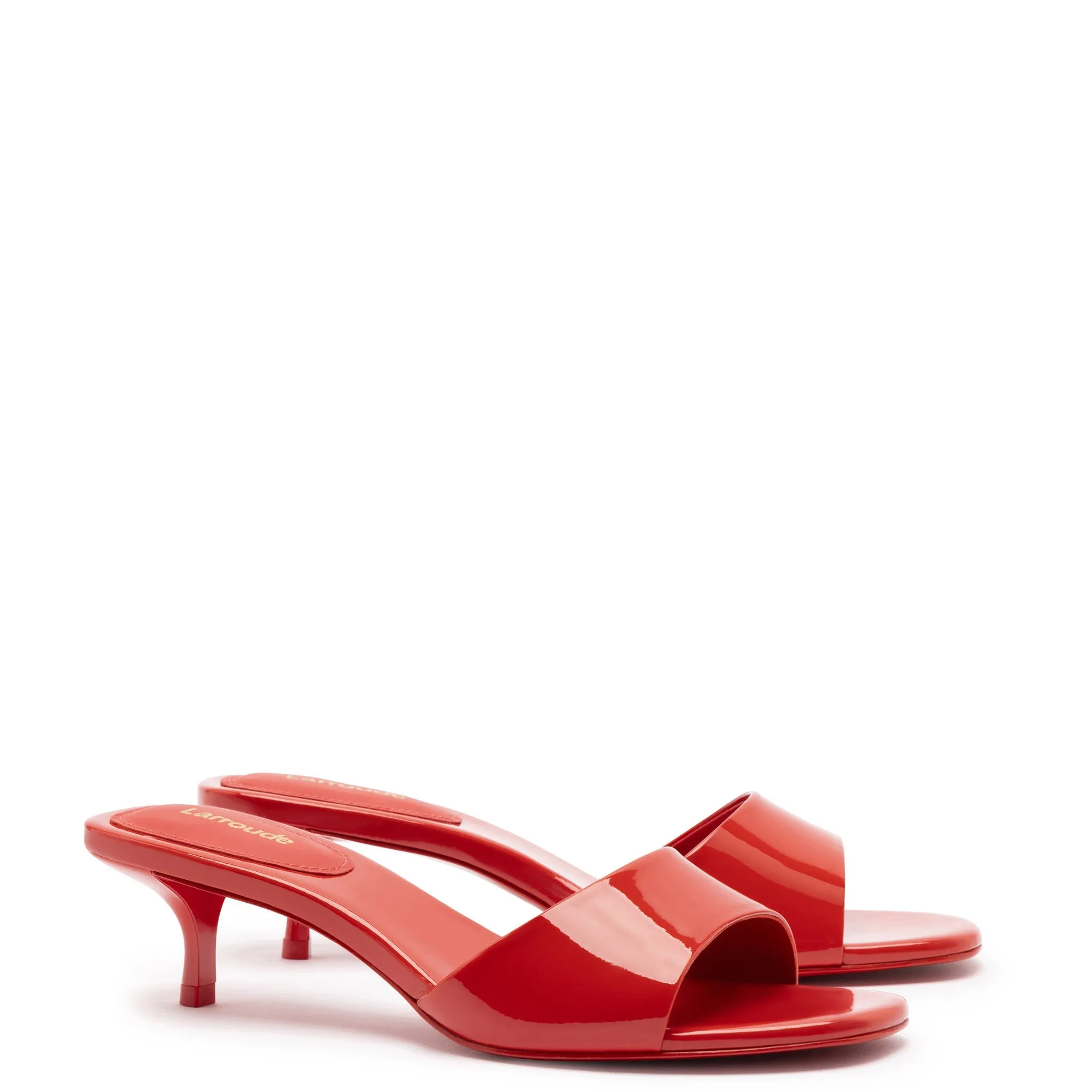 Greta Mule In Scarlet Patent Leather by Larroudé