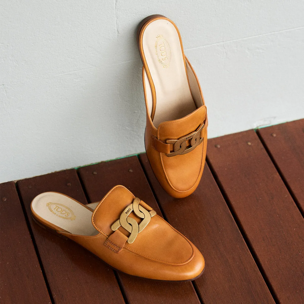 Kate Chain Leather Mules
