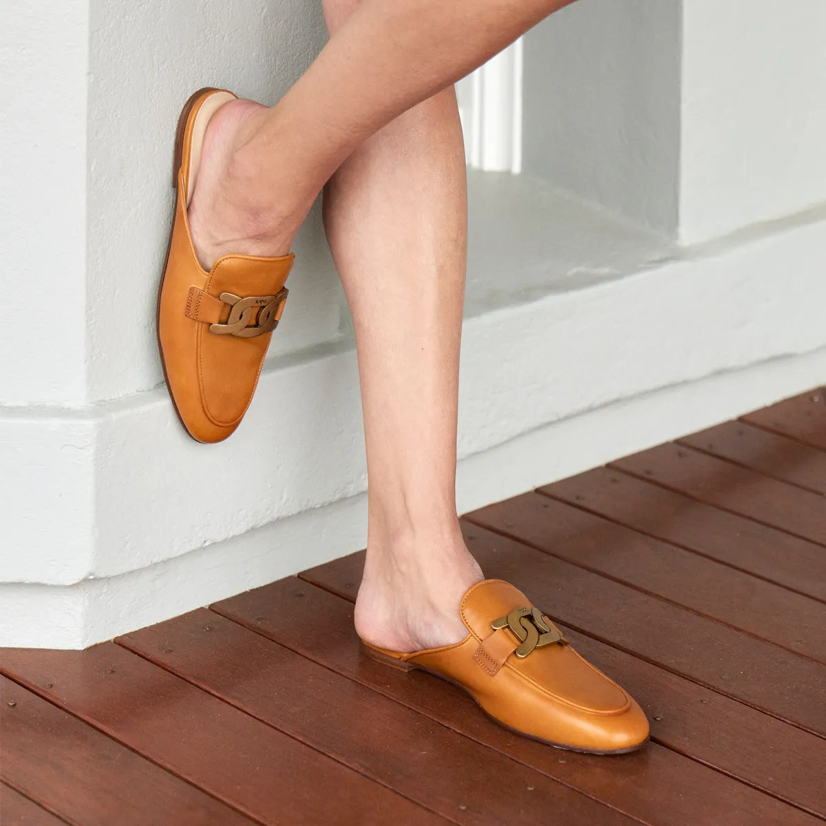 Kate Chain Leather Mules