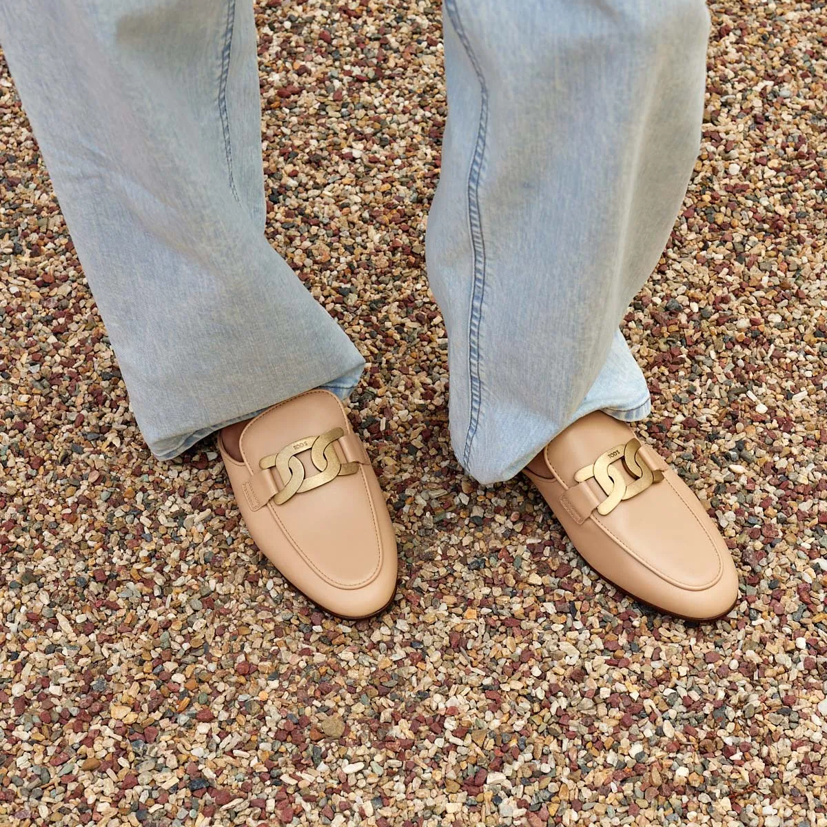 Kate Chain Leather Mules