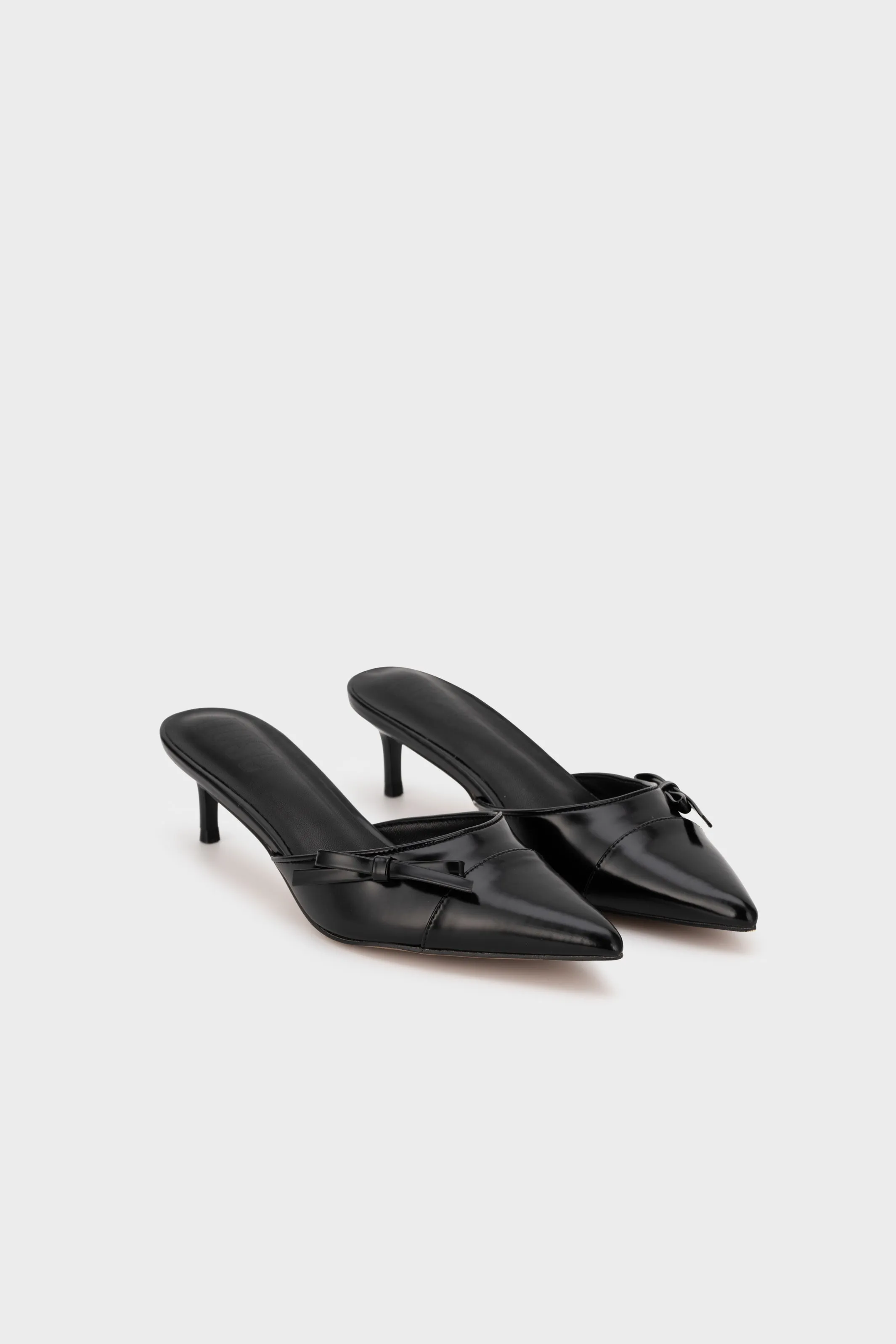 KITTEN HEEL MULE WITH BOW