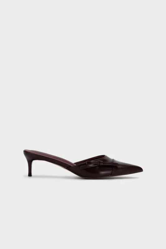 KITTEN HEEL MULE WITH BOW
