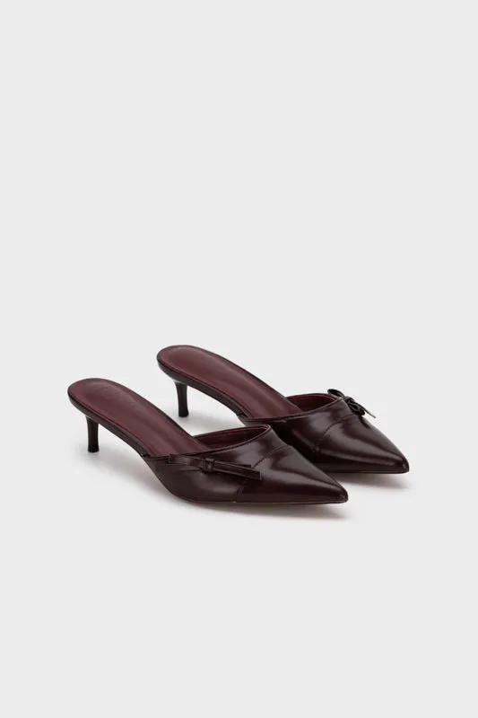 KITTEN HEEL MULE WITH BOW