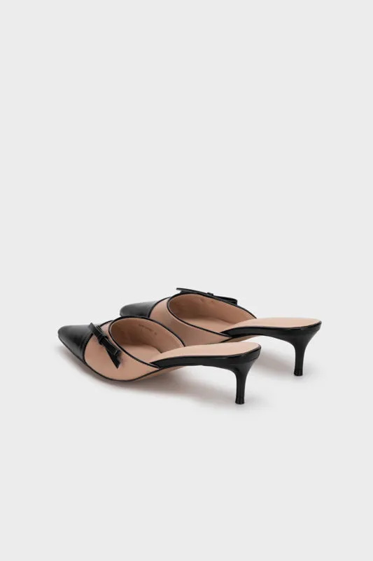 KITTEN HEEL MULE WITH BOW