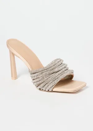 Lena Multi Strap Crystal Mule (Champagne)