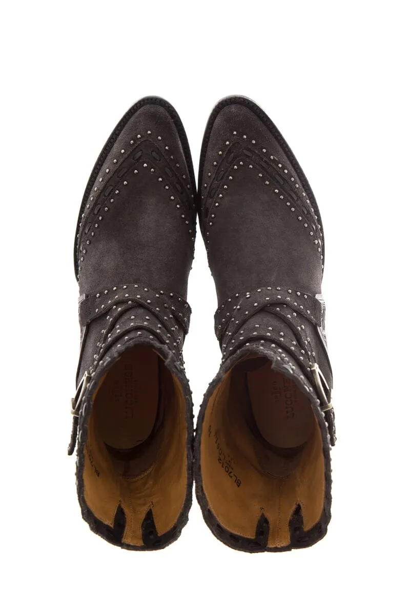 Lucchese Black Silver Studded Boots SZ 10