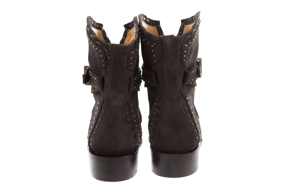 Lucchese Black Silver Studded Boots SZ 10