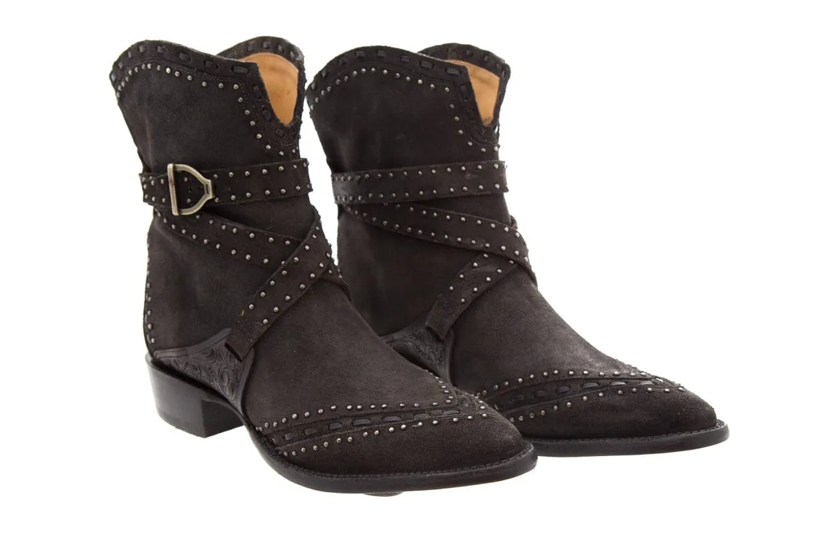 Lucchese Black Silver Studded Boots SZ 10