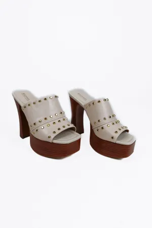 Michael Kors Ivory Gold Tone Studded Platform Sandals (7)