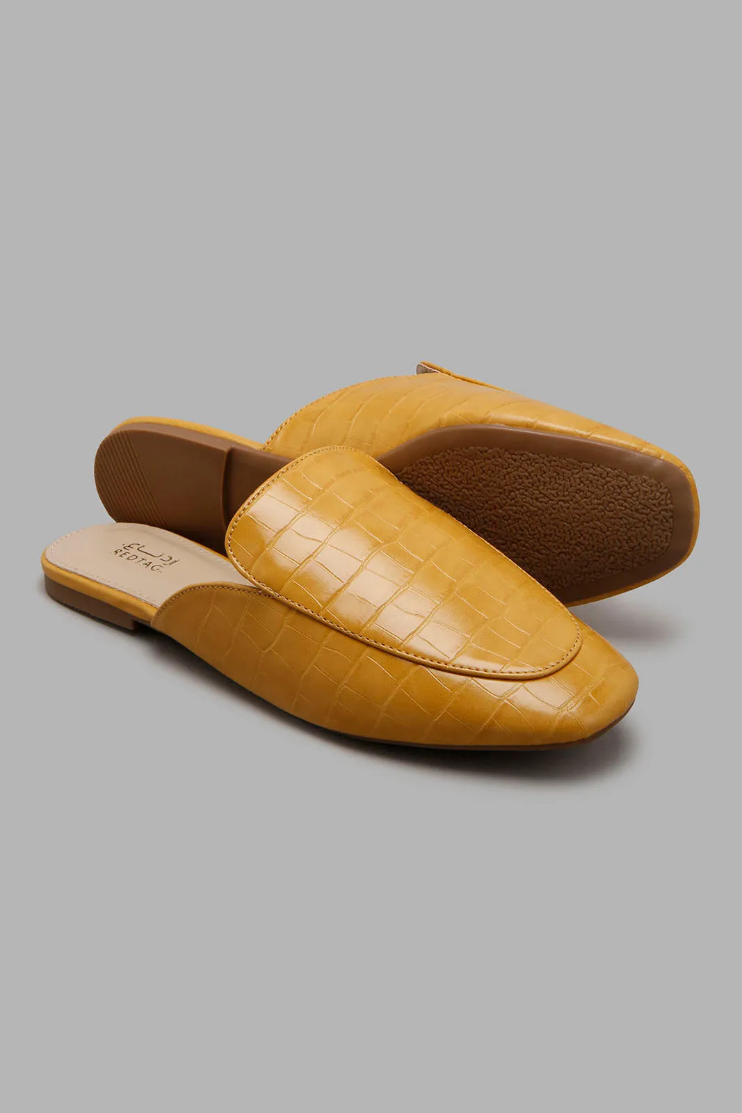 Mustard Croc Mule