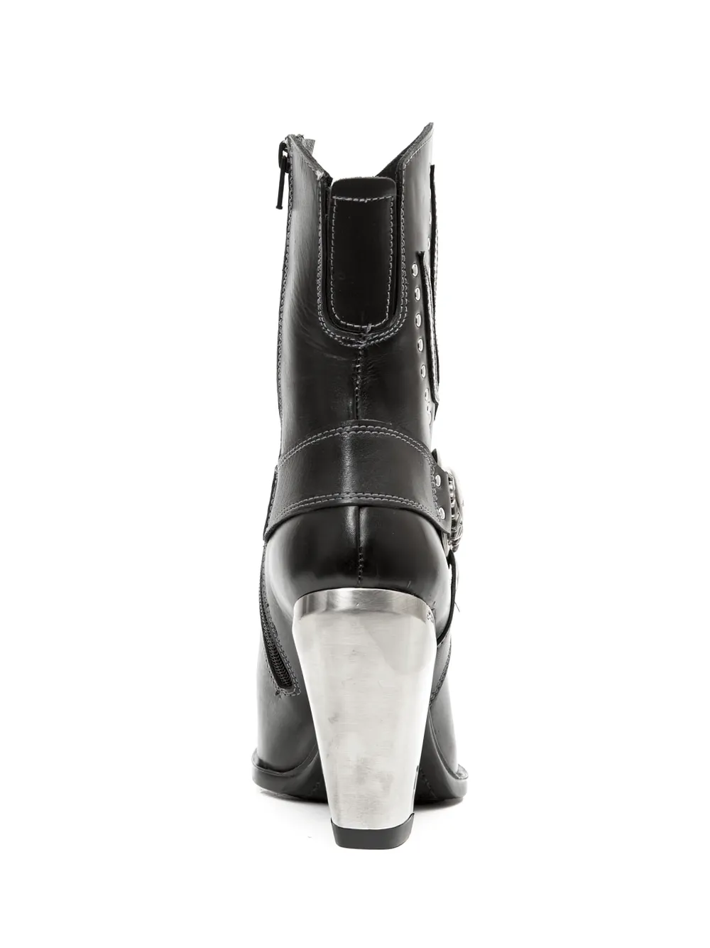 NEW ROCK Studded Black Western Ankle Boots with Buckle