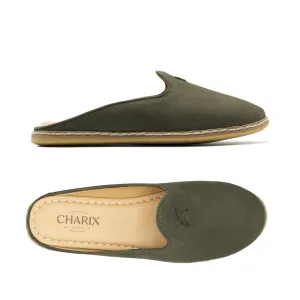 Olive Nubuck Mule Shoes