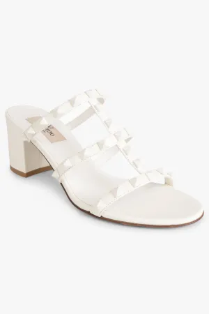 Rockstud Three Strap 60Mm Mule | Ivory