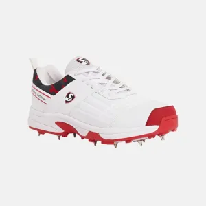 SG Savage Spikes 1.0 Men's Cricket Shoes- White/Red/Grey