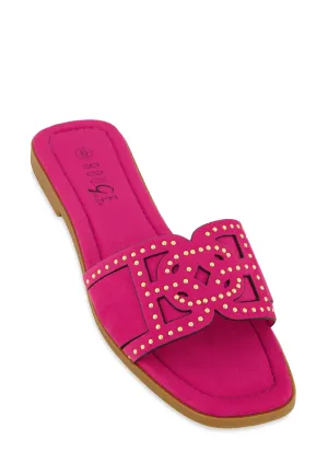 Studded Cut Out Band Slide Sandals