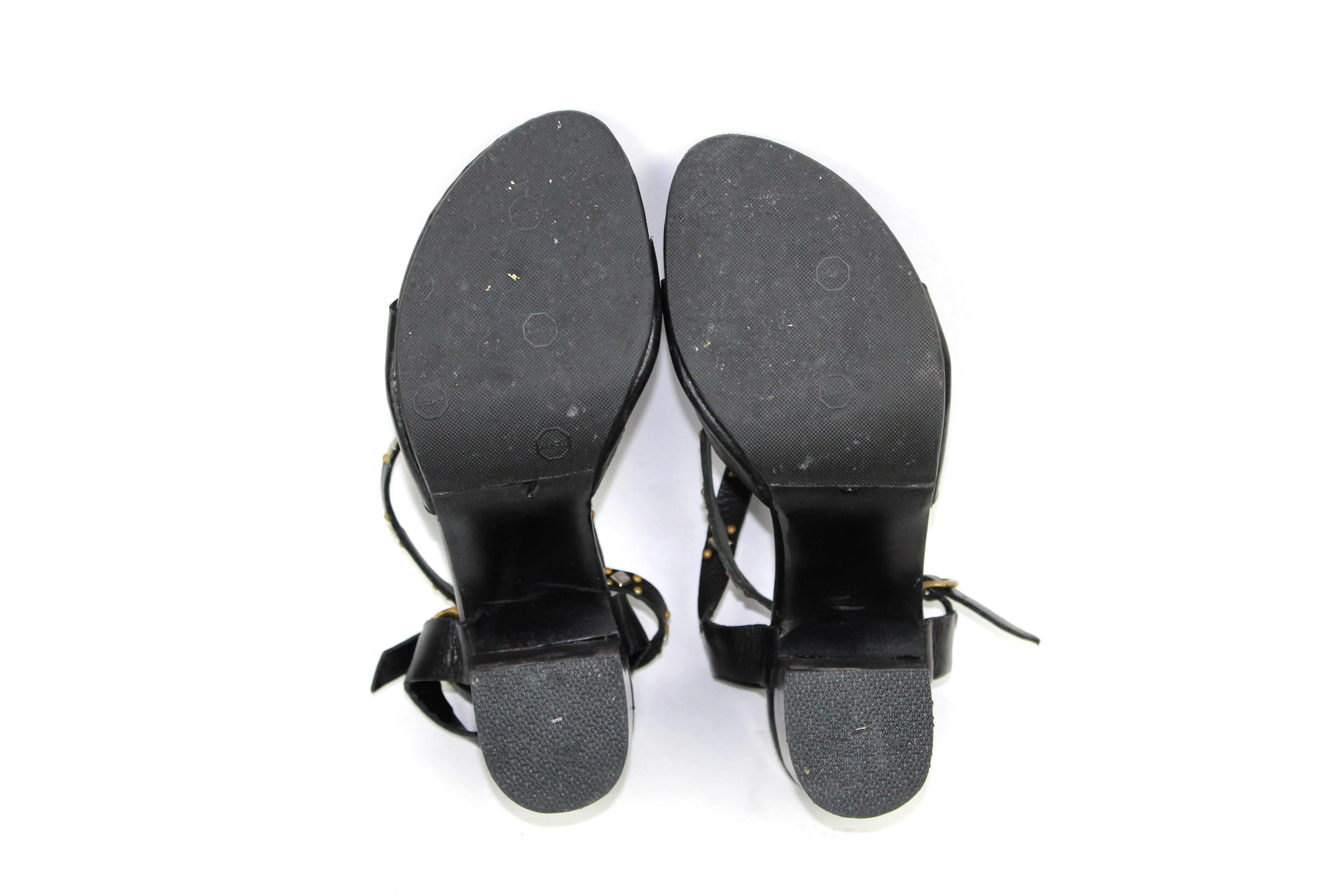 The Lula Leather Cube Heel Sandal with Stud Details