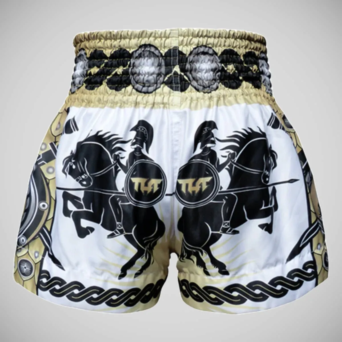 TUFF Sport MS634 Golden Gladiator in White Muay Thai Shorts