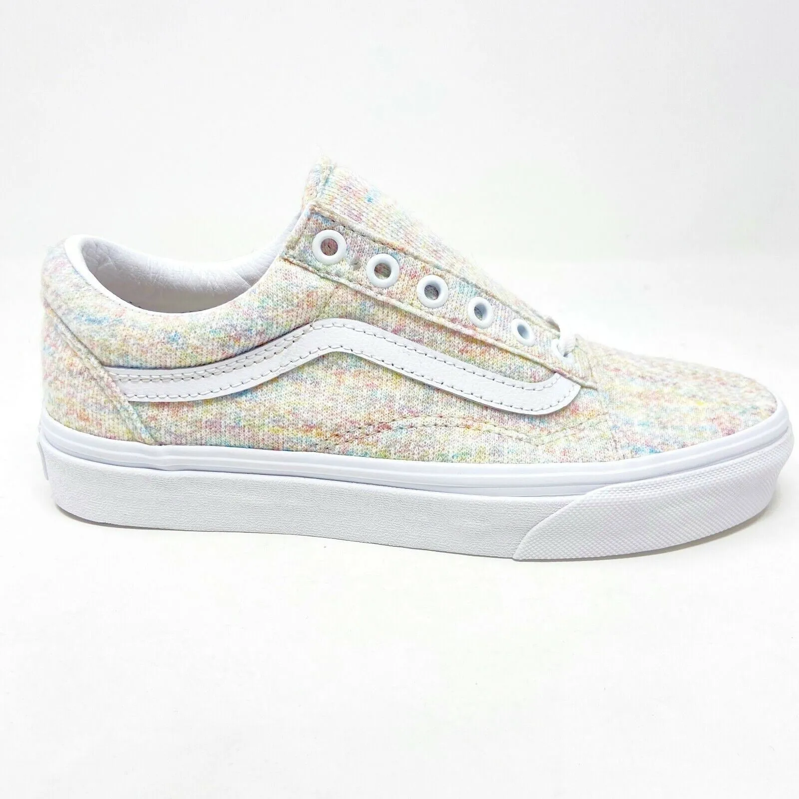Vans Old Skool (Rainbow Jersey) Multicolor White Womens Classic Casual Shoes